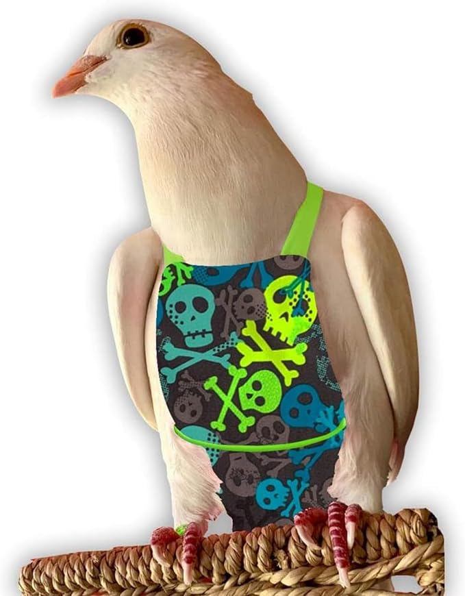 Bev's Bird Boutique Regular Flyper Adjustable Bird Diaper | Reusable, Washable Cloth | Comfort Fit for Parrot, Cockatiels, & Other Small Birds | Fashionable Avian Accessories, Pirate, Size 7.5