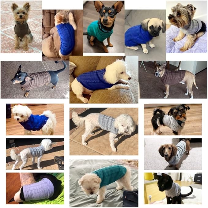 CHBORCHICEN Small Dog Sweaters Knitted Pet Cat Warm Dog Sweatshirt Winter Clothes Kitten Puppy Sweater (Small,Brown)