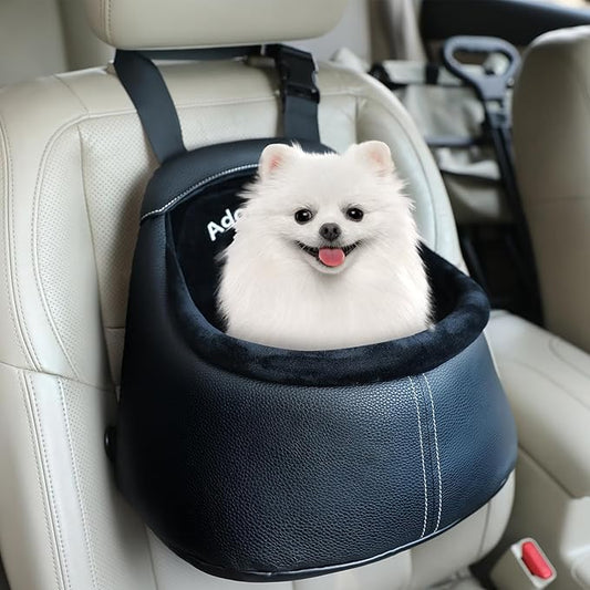 Small Dog Car Seat Under 13lbs - Luxury PU Leather Dog Booster Car Seats for Small Dogs with Removable Inner, Can be Used as Pets Carrier Bag