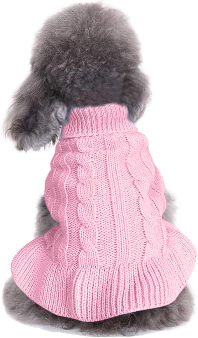 CHBORCHICEN Small Dog Sweaters Knitted Pet Cat Warm Dog Sweatshirt Winter Clothes Kitten Puppy Sweater (XXS, Dress-Pink)