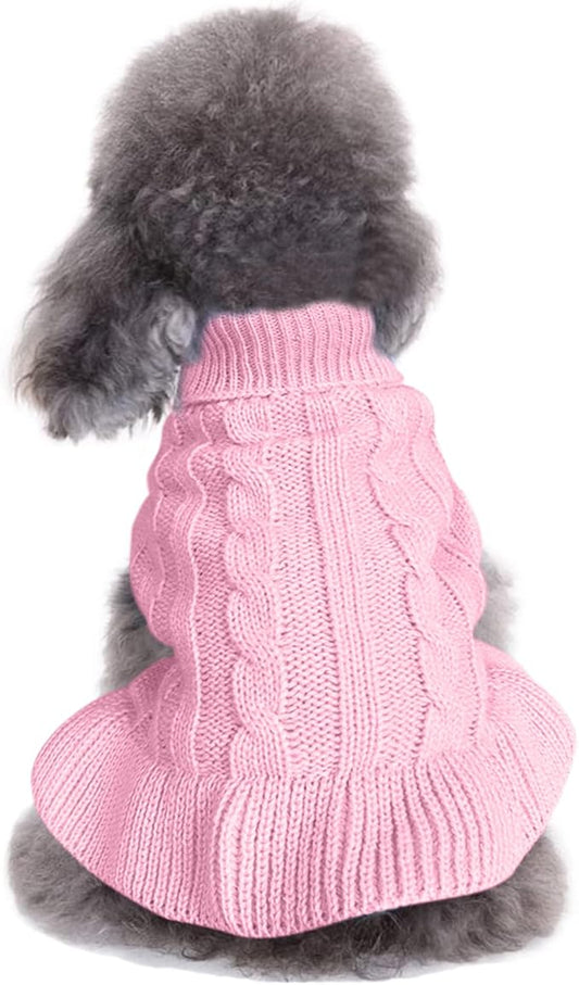 CHBORCHICEN Small Dog Sweaters Knitted Pet Cat Warm Dog Sweatshirt Winter Clothes Kitten Puppy Sweater (XS, Dress-Pink)