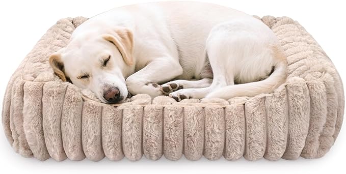 Dog Bed Rectangle, Washable Sleeping Pet Bed, Ultra Soft Puppy Sleeping Mat for Small Dogs and Cats with Anti-Slip Bottom(28×28inch, Camel)