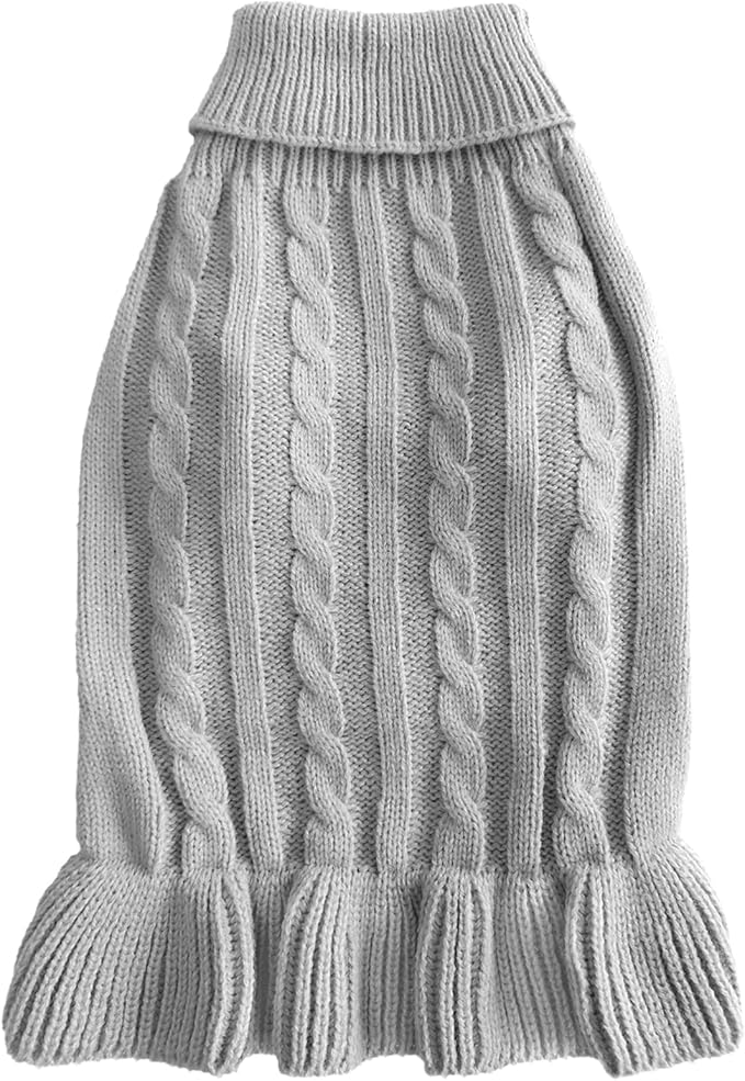 CHBORCHICEN Small Dog Sweaters Knitted Pet Cat Warm Dog Sweatshirt Winter Clothes Kitten Puppy Sweater (XS, Dress-Grey)