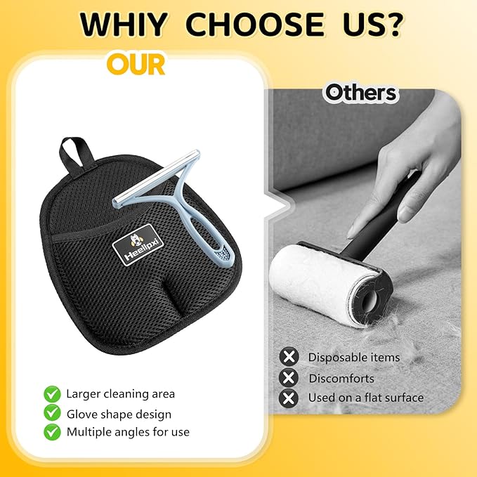 Gloves Pet Hair Removal, Pet Hair Remover Glove, Washable Reusable Dogs Cats Hair Gloves for Furniture Bed Sheets Couch Clothes Carpet Car