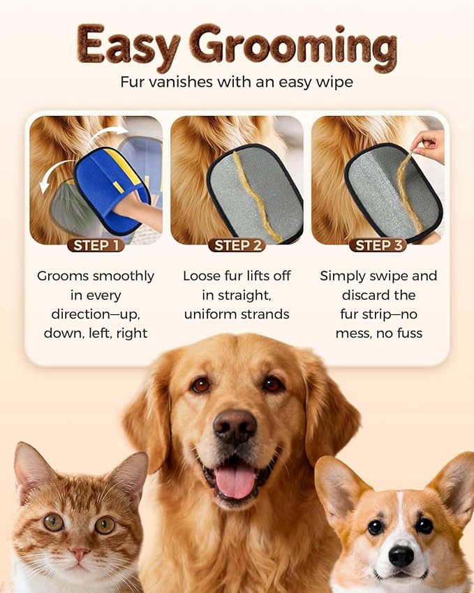 Pet Hair Removal Glove, Thickened Electrostatic Pet Hair Remover Glove for Cats & Dogs, Reusable Powerful Cat Grooming Gloves, Pet Hair Remover Tool for Clothing, Couch, Furniture, Car Seats (Green)