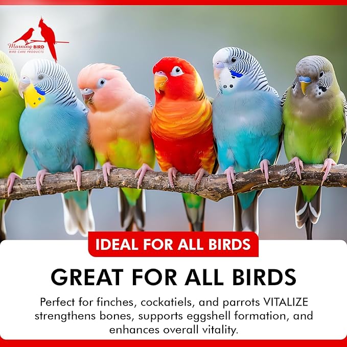 Morning Bird Vitalize for Birds 3 Oz – Stress Relief & Dehydration Supplement – Supports Hydration, Energy, Balance & Muscle Recovery – Easy Water-Soluble Supplement for All Bird Species.