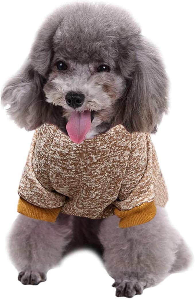 Jecikelon Dog Clothes Dogs Sweater Soft Puppies Clothing Winter Puppy Sweaters Warm Outfit for Dogs Small XXS XS Cat Apparel (XX-Small, Khaki)