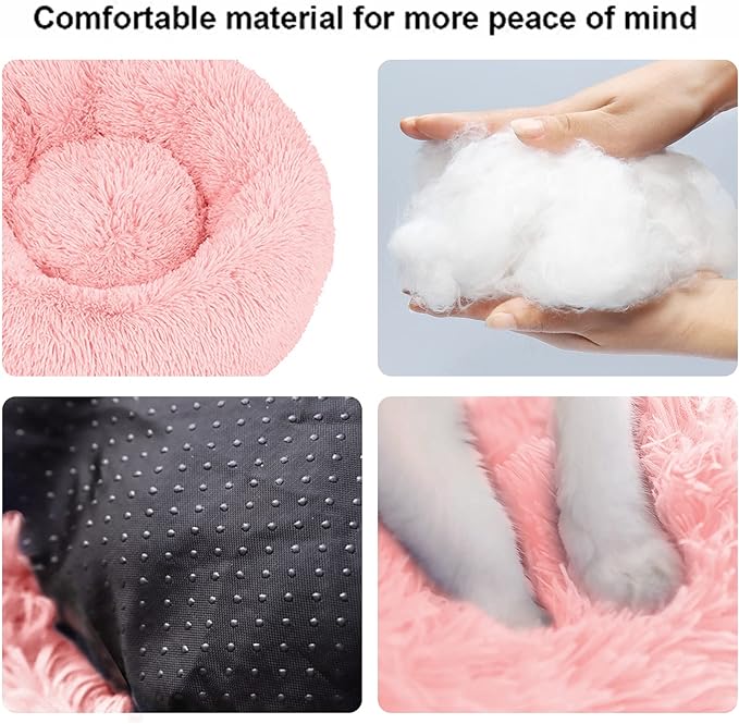 Nisrada Cat Beds for Indoor Cats,20 Inch Dog Bed for Small Melium Large Dogs, Washable-Round Pet Bed for Puppy and Kitten with Slip-Resistant Bottom