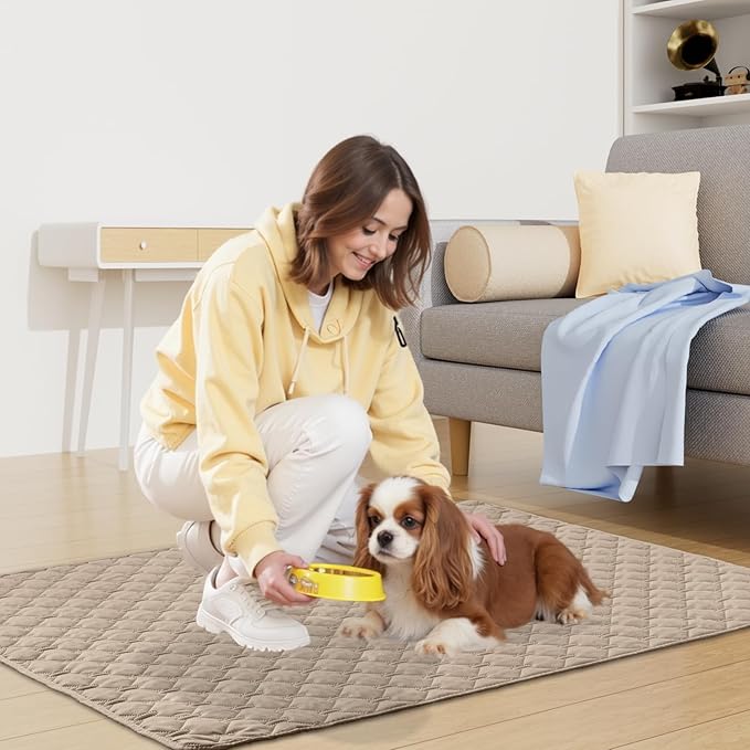 Smiry Waterproof Dog Bed Cover Blanket, Soft Reversible Pet Blanket, Washable Leakproof Cats Dogs Couch Cover for Sofa, Couch, Furniture, Plaid (82x102 Inch, Taupe/Beige)
