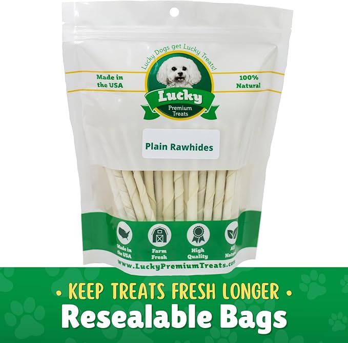 Natural Rawhide Twist Sticks Dog Treats – 200ct. Premium Rawhide Chew Sticks – Long Lasting Chews for Small Dogs and Puppy Treats Made with Natural Beef Hide