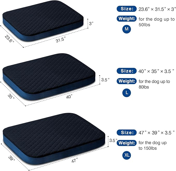 JoicyCo Large Dog Bed, Orthopedic Foam Big Dog Bed Mattress, 40 Inches Joint Relief Pet Sleeping Beds, Non Slip Bottom with Removable Washable Cover, Dark Grey