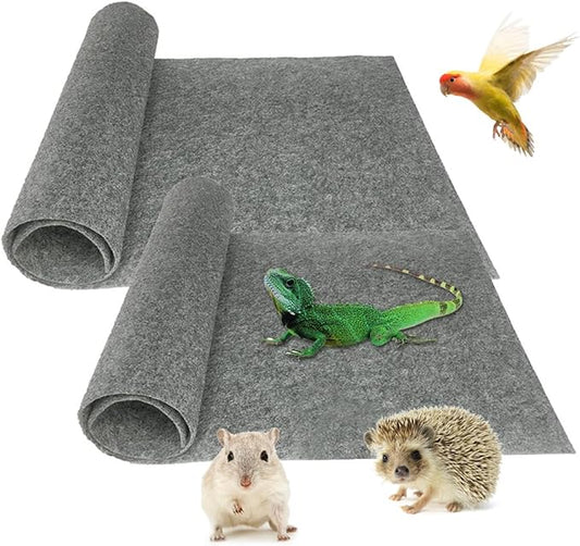 FineInno 2 Pack Reptile Carpet 60 x 40cm Bearded Dragon Tank Flooring Lizard Tank Accessories Terrarium Liner Bedding for Bearded Dragon Lizard Tortoise Leopard Gecko Snake (A)