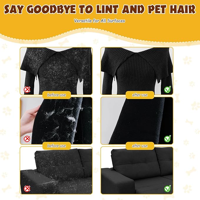 2 PCS Pet Hair Removal Glove, Electrostatic Pet Hair Remover for Cats & Dogs, Cleaning Gloves for Carpet, Couch, Furniture, Car Seat, Double-Sided, Reusable, Washable