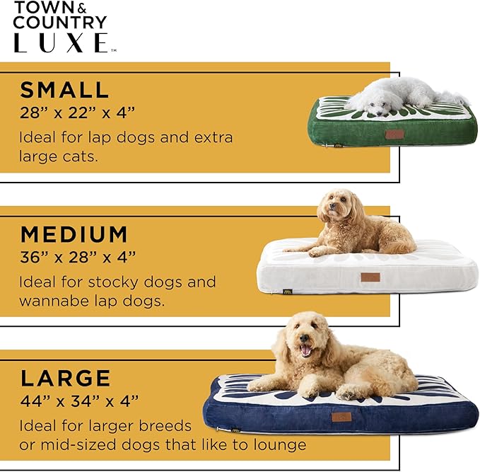 TOWN & COUNTRY LUXE CuddleTown Matisse Everwash® Pillow Pet Bed, Water Repellent Floor Pillow, Machine Washable Cover, Soft & Calming, Green, Large 44"x34"x4"