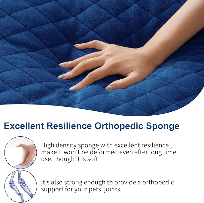 JoicyCo Dog Bed for Extra Large Dogs, Orthopedic Foam Jumbo Dog Bed Mattress, 47 Inches Joint Relief Pet Sleeping Bed, Non Slip Bottom with Removable Washable Cover, Dark Blue