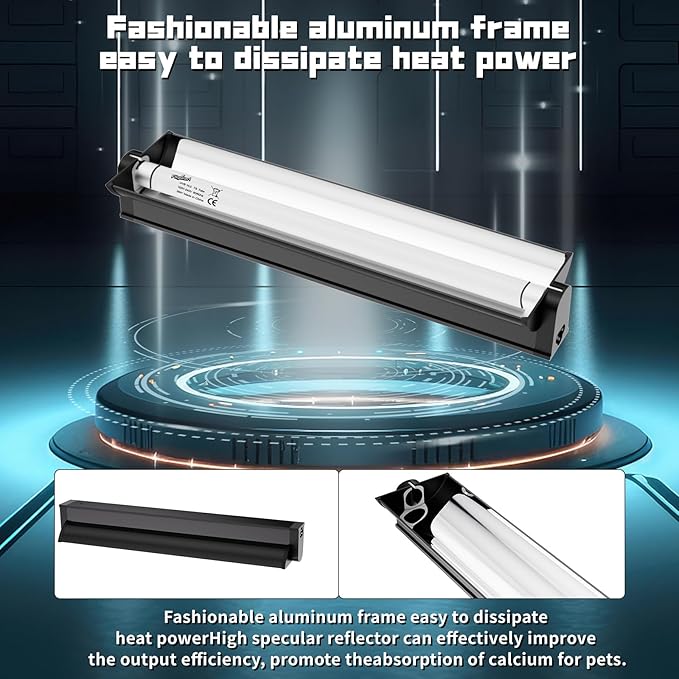T5 UVB Reptile Lighting Fixture, UVB Light for Reptiles, 24W 5.0 UVB Lighting Combo Kit for Desert & Tropical Reptiles (Lizard, Bearded Dragon, Tortoise), 22INCH