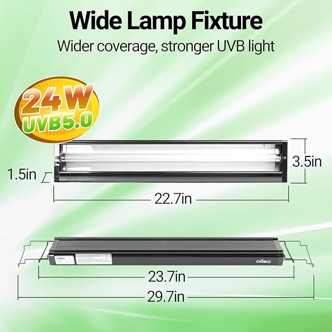 Oiibo T5 HO Reptile Light Fixture UVB Lighting Combo Kit, Reptiles Terrarium Lamp Hood Light Fixture Include UVB 5.0 Rainforest Reptile Light for Chameleon Arboreal Geckos Lizard (24W)