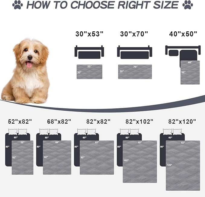 Smiry Waterproof Dog Bed Cover Blanket 30x53, Soft Reversible Pet Blanket, Washable Leakproof Cats Dogs Couch Cover for Sofa, Couch, Furniture, Lattice, Grey/Light Grey