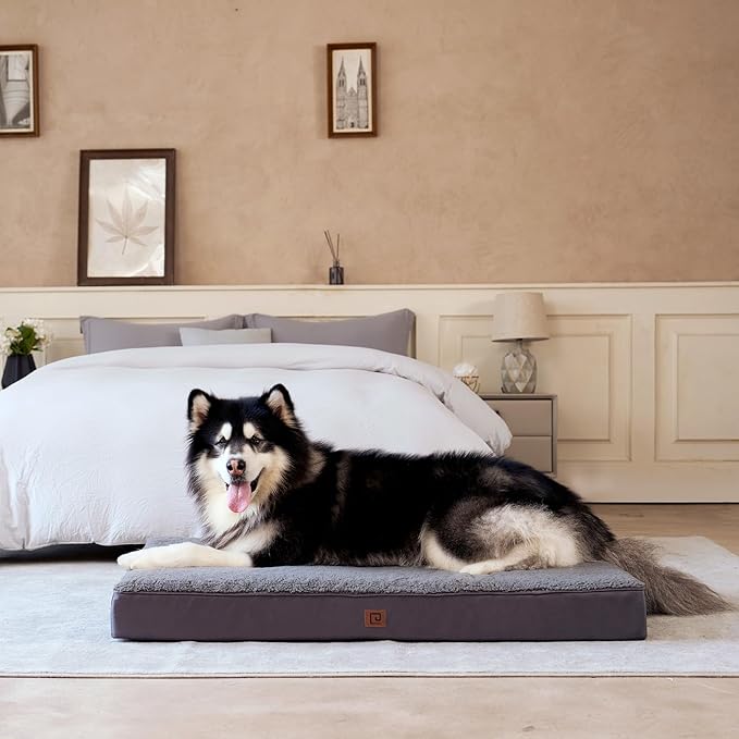 EHEYCIGA Orthopedic XL Dog Beds for Extra Large Dogs with Removable Washable Cover for Crate, Grey, 41x27