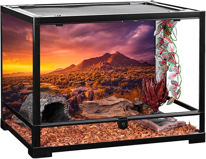 AWERT 48x18 inches Sun and Desert Terrarium Background Mountain Oasis Gobi Reptile Habitat Background Vinyl
