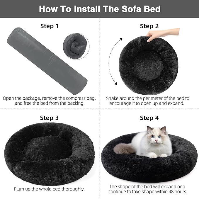 Nisrada Dog Bed for Small Medium Large Dogs, 20 inch Calming Dogs Bed, Washable-Round Cozy Soft Pet Bed for Puppy and Kitten with Slip-Resistant Bottom