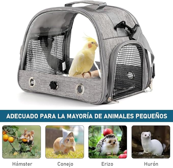 Bird Travel Carrier Portable Parrot Carry Transport Bag with Stand Perch and Tray Breathable Travel Cage for Cockatiel Parakeet Small Bird