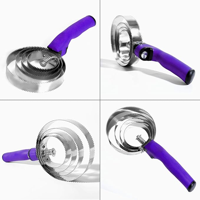 Reversible Stainless Steel Curry Comb with Soft Touch Grip (Purple)