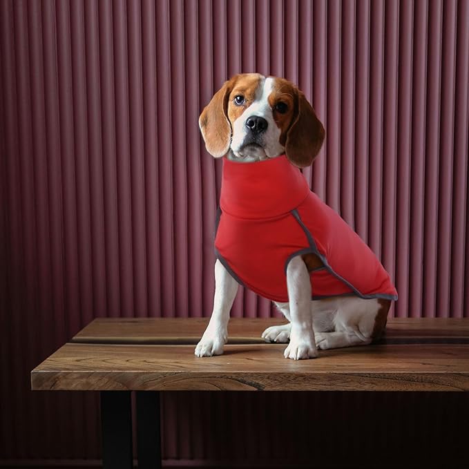 ROZKITCH Dog Winter Coat Soft Pullover Pajamas, Pet Windproof Warm Cold Weather Jacket Vest Cozy Jumpsuit Apparel Outfit Clothes for for Chritmas Walking Sleep BrightRed M