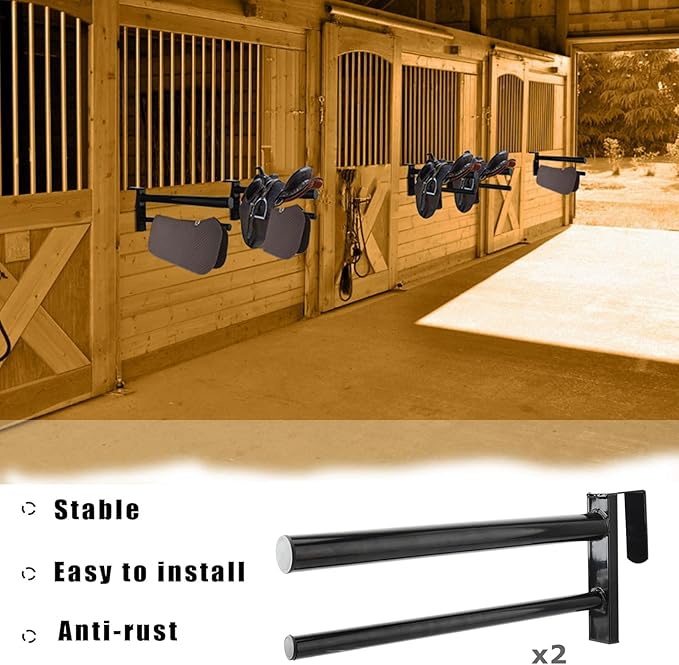 2PCS Saddle Rack,Heavy Duty Portable Saddle Rack Stand Removable Saddle Stand with 2 Bars for English and Western Saddles