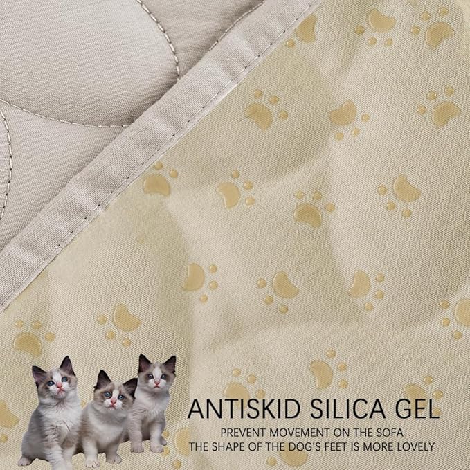 Ameritex Waterproof Pet Bed Cover Anti-Slip Dog Bed Blanket for Sofa and Furniture Waterproof New Pattern Design (Khaki, 82x82 Inch (Pack of 1))