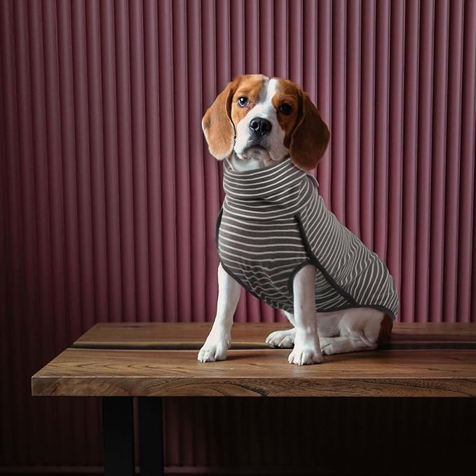 ROZKITCH Dog Winter Coat Soft Pullover Pajamas, Pet Windproof Warm Cold Weather Jacket Vest Cozy Jumpsuit Apparel Outfit Clothes for Walking Hiking Travel Sleep Stripe 2XL