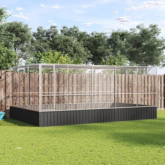 Steel Aviary with Extension, Large Bird Cage with Lockable Door, Aviary Spacious and Versatile Cage Ideal for Parakeets, Parrots, Lovebirds, Cockatiels, Pigeons, 203.9"x120.9"x83.5",-286