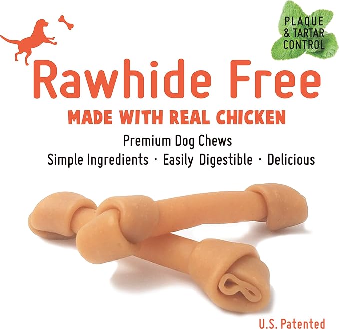 Premium Peanut Butter Dog Chew Bones, Rawhide Free, Gluten Free, Made with Limited Ingredients, Delicious, Healthy, Highly Digestible (Mini 18pcs/Pack)