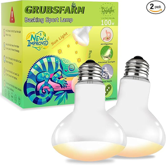 UVA Reptile Heat Lamp Bulb 100W - Basking Light for Bearded Dragons, Lizards, Tortoises, Chicks & Amphibians, Simulated Sunlight for Terrariums, Enhances Bone Strength & Overall Health