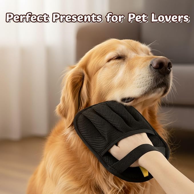Pet Hair Removal Gloves, 2 PCS Double Sided Dogs and Cats Hair Remover Reusable Cat Dog Pet Grooming Gloves Suitable for Couch, Furniture, Deshedding, Grooming, Pet Cleaning Tool