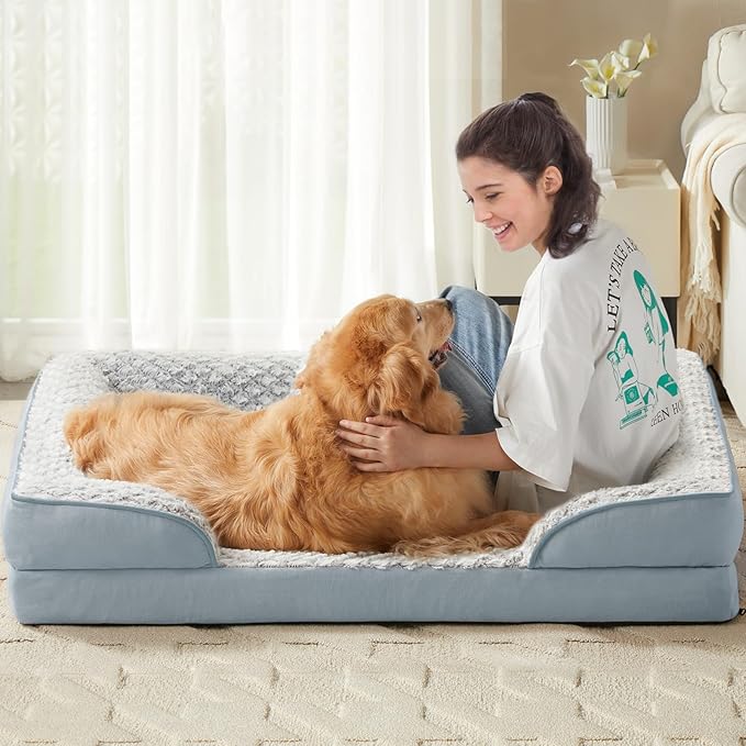 Orthopedic Dog Bed for Medium Dogs, Egg Crate Foam Bed for Medium Dogs, Equipped with Removable Waterproof Pillow Cover and Anti-Slip Bottom, Pet Bed