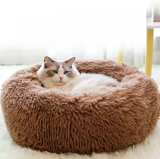 Nisrada Dog Bed for Small Medium Large Dogs Cats, 20 inch Calming Washable-Round Cozy Soft Pet Bed for Puppy and Kitten with Slip-Resistant Bottom