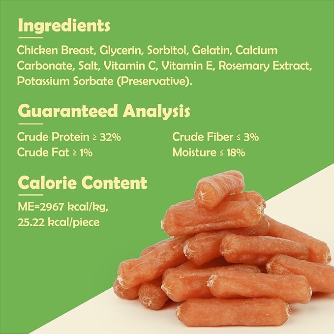 MON2SUN Soft & Chewy Chicken Sausage Dog Treats, 2 Inch, Grain-Free & Gluten-Free Recipe for Training Small to Large Dogs, 10.6 oz