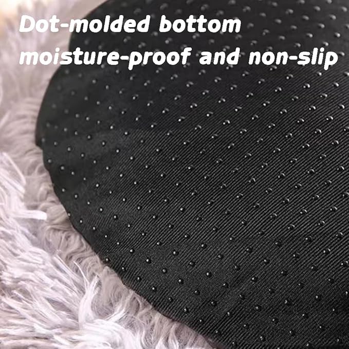 Plush Fluffy Dog and Cats Round Bed, Ultra-Soft Plush with Raised Rim, Non-Slip Bottom, Plush Cat Bed with A Cover, for Small Dogs and Cats (Gray, Medium)