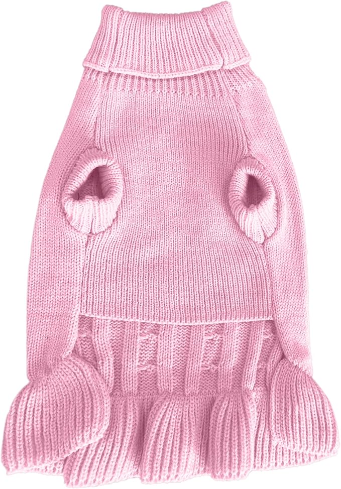 CHBORCHICEN Small Dog Sweaters Knitted Pet Cat Warm Dog Sweatshirt Winter Clothes Kitten Puppy Sweater (XXS, Dress-Pink)