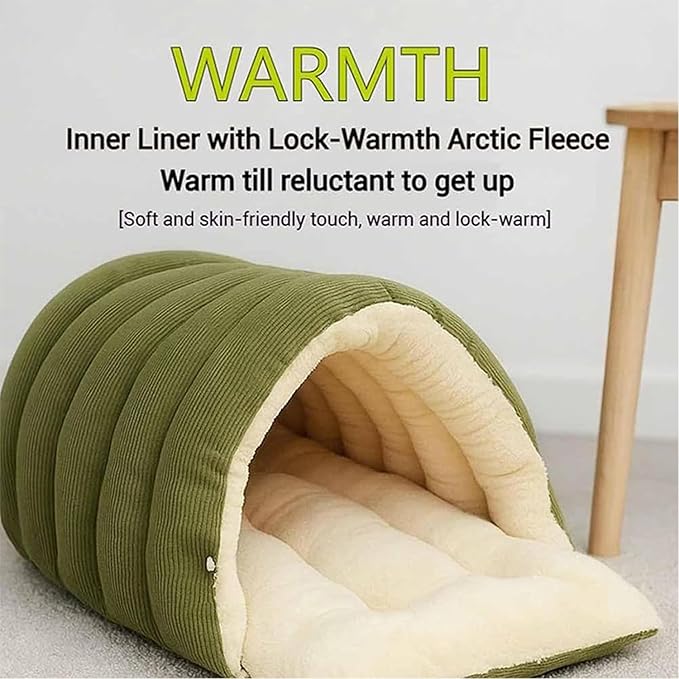 Expectation Cat Bed, Removable and Washable Winter Closed-Off Cat Bed, Soft Fluffy Warm Autumn/Winter Cats House, Washable Non-Slip Pet Sleeping Bag for Indoor Cats Small Dogs (B,Large)