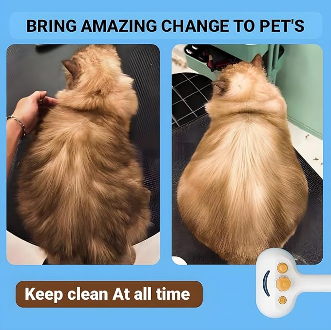 3-in-1 Pet Steam Brush for Dogs & Cats – Gentle Grooming Comb with Spray & Waterless Shampoo – Fur Shedding, Hair Removal, Dematting & Detangling Tool – Portable Steam Cleaner for Long or Short Hair
