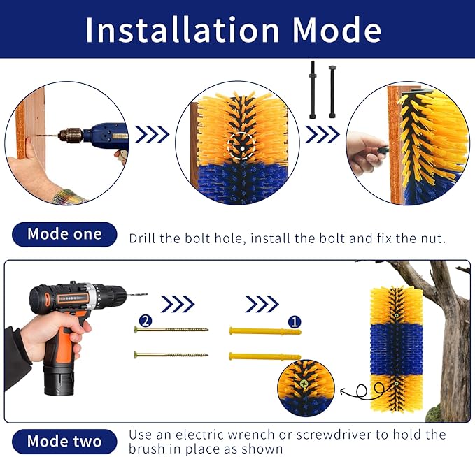 Livestock Scratching Brush Goat Scratcher Brush Full Massage Grooming Tool with 4 Screws for Cow,Cattle,Cow,Sheep, Horses,Pigs