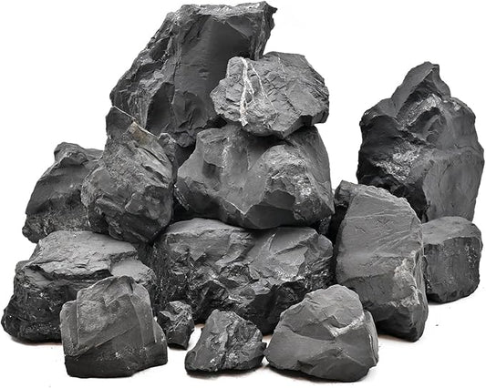 Unocho Fish Tanks Stone 20lb Natural Black Slate Rocks for Aquariums Paludarium Decorative Aquascaping Stone for Reptile Terrariums Bonsai Gardens Indoor Outdoor(3"-9"-8pcs)