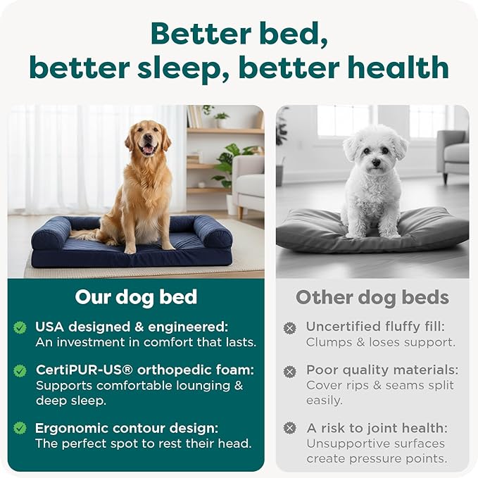 Furhaven Orthopedic Dog Bed for Large Dogs w/ Removable Bolsters & Washable Cover, For Dogs Up to 95 lbs - Quilted Sofa - Coffee, Jumbo/XL