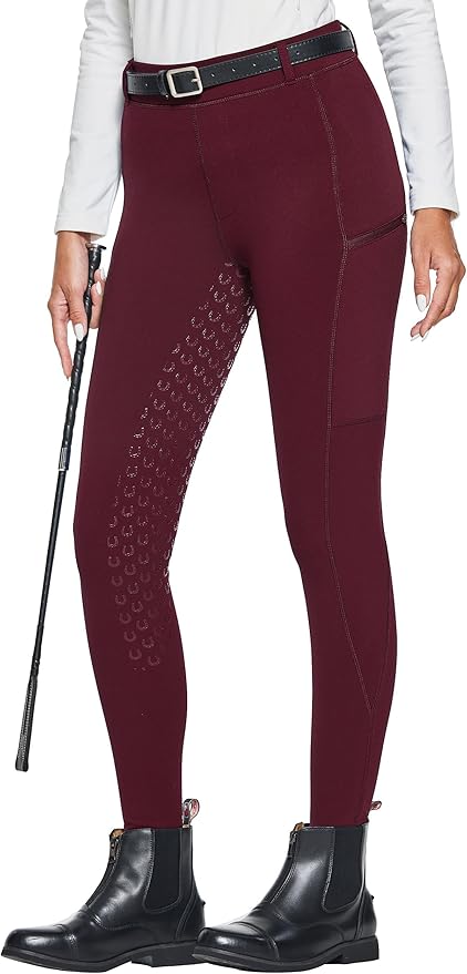 FitsT4 Sports Women's Winter Horse Riding Pants with Zipper Pockets Full Seat Riding Tights Fleece Lined Equestrian Breeches