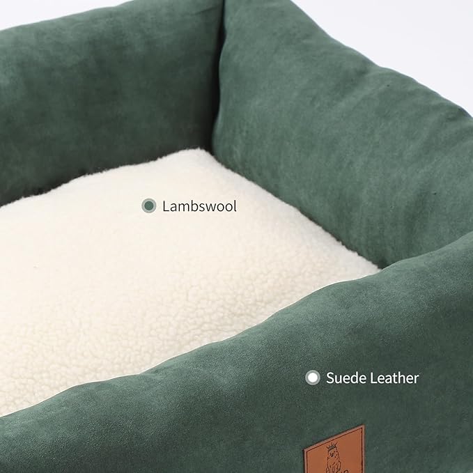 25In Dog Bed for Small Medium Sized Dogs - Washable Rectangle Puppy Bed for Indoor Outdoor, Cozy Pet Bed with Support Pillow & Non-Slip Bottom(Green, Medium)