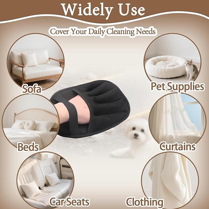 Pet Hair Remover Glove - Reusable Electrostatic Five-Finger Gloves for Cat/Dog Hair Removal on Furniture, Carpet & Clothes (1PCS)