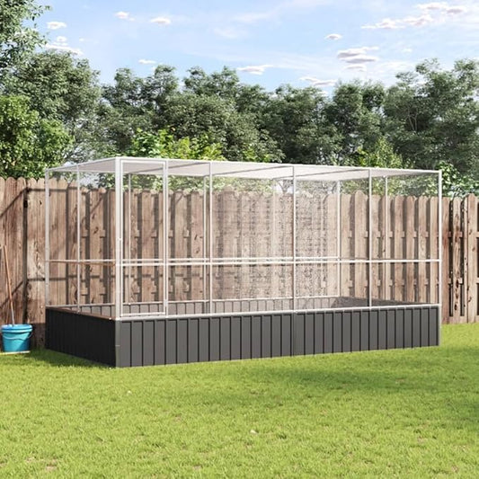 Steel Aviary with Extension, Large Bird Cage with Lockable Door, Aviary Spacious and Versatile Cage Ideal for Parakeets, Parrots, Lovebirds, Cockatiels, Pigeons, 164.6"x81.5"x83.5",-281