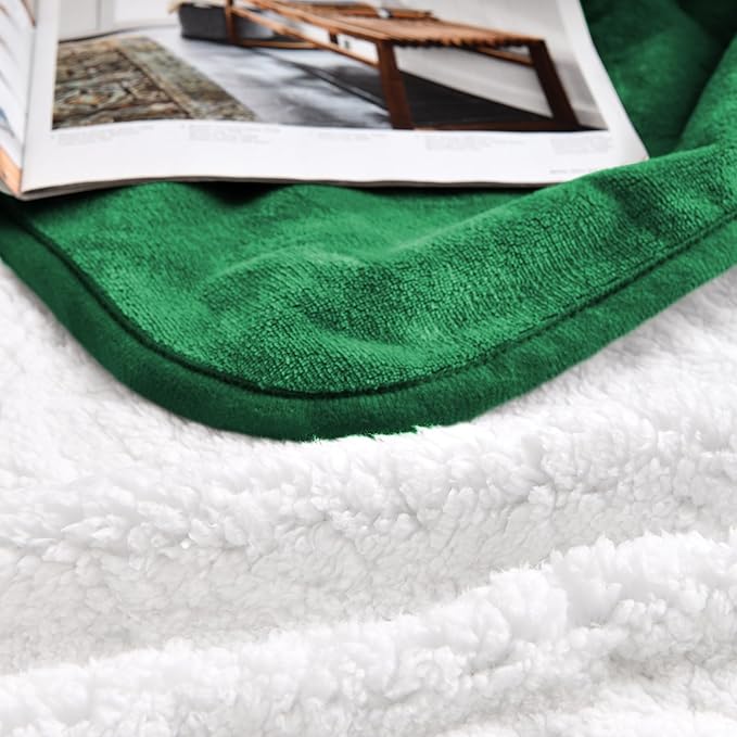 Waterproof Blanket for Bed Couch Sofa, Soft Liquid Pee Proof Pet Blanket for Dog Puppy Cat, Reversible Sherpa Fleece Furniture Protector (Green, 60x80 inches)